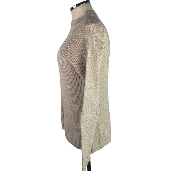 Small Neely Women's Beige Pullover Cashmere Silk Blend Sweater Arm Zipper Detail - Picture 5 of 8